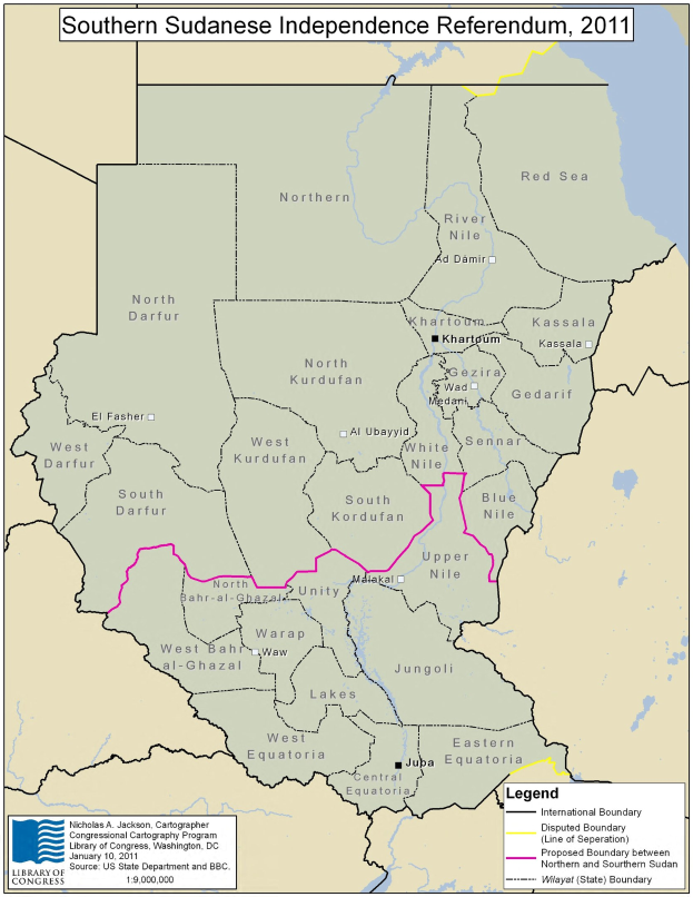 Plakat Mit Bunter Karte Der Südsudanesischen Unabhängigkeitsreferendum 2011, Inklusive Symbole Und Erklärenden Text.