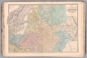 Ein altes Buch mit einer detaillierten Karte von Deutschland, die verschiedene Regionen zeigt, und begleitenden Texten mit zusätzlichen Informationen.