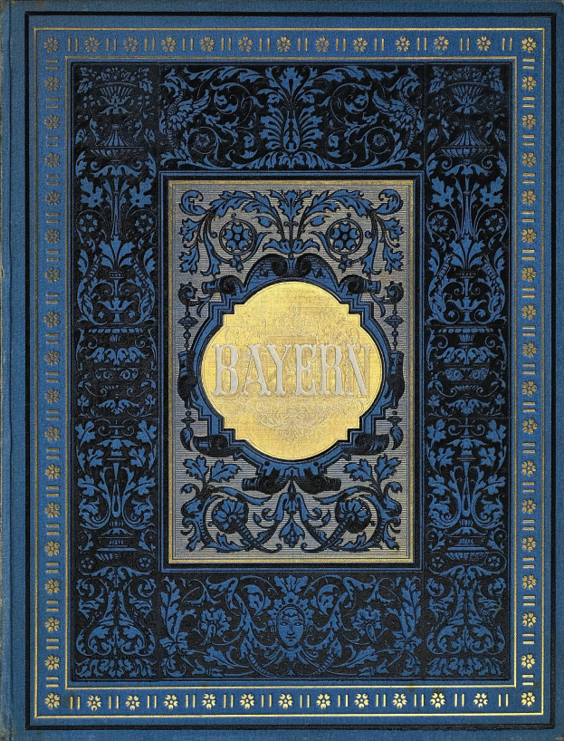 Blau-goldenes Buch mit "Bayern" auf dem Cover, verziert mit aufwändigen Designs.