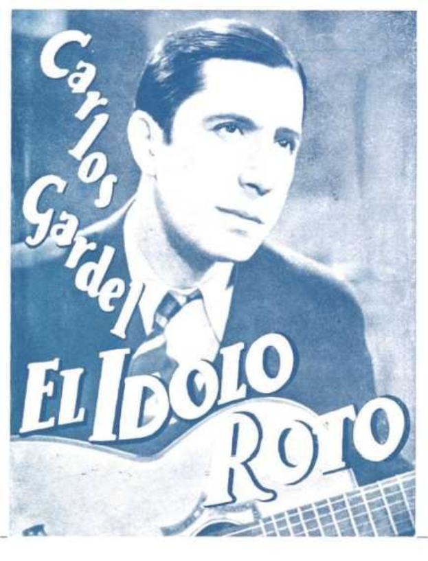 Plakat von El Idolo Roro mit einer Gitarre haltend, in einem wei├čen Hemd und schwarzem Anzug, mit Text und einem hellblauen Hintergrund.