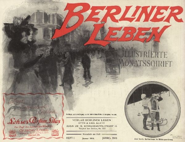 Umschlag eines alten Buches mit dem Titel 'Berliner Leben' mit einem Foto von Menschen in traditioneller deutscher Tracht auf dem Cover.