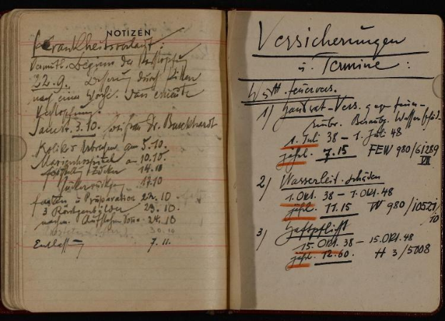 Offenes Buch mit handschriftlichen Einträgen in einem deutschen Militärtagebuch aus dem frühen 20. Jahrhundert, das Text- und numerische Daten enthält.