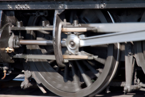 Ein Detailbild eines Zugrades, das die Lauffläche und den Flansch zeigt.