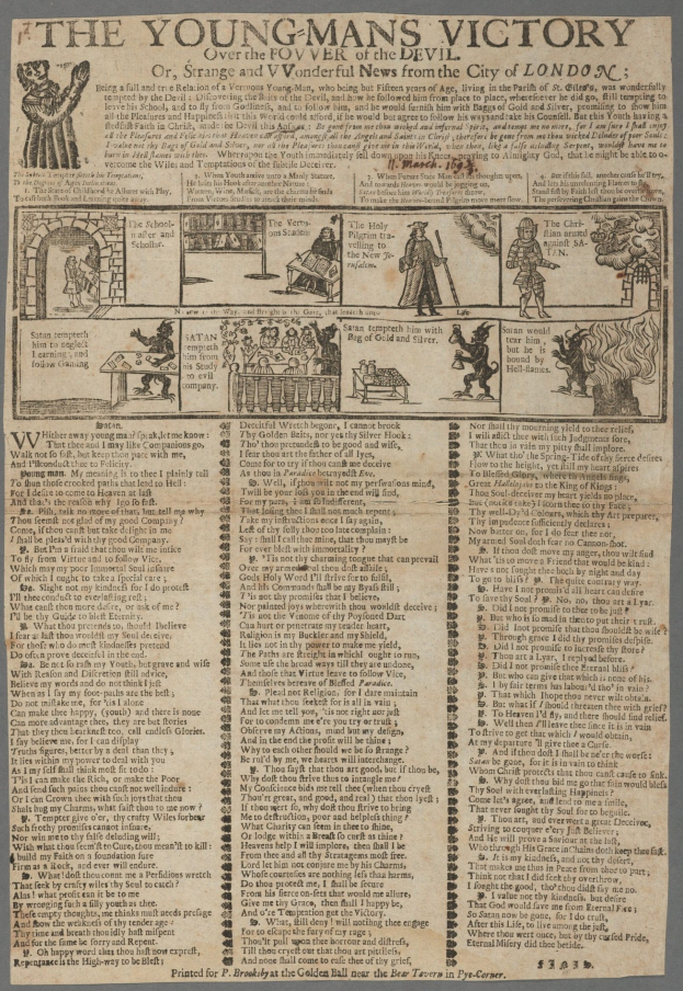 Ein Siegerplakat mit Illustrationen und fetter Schrift, das den Triumph eines jungen Mannes feiert.