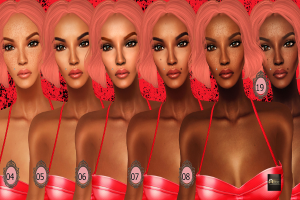 Eine animierte Abbildung mehrerer Frauen, die nebeneinander stehen und einander ähneln, mit Zahlen von 04 bis 08 und 19 auf ihren Gesichtern mit Flackern.