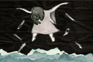 Ein Graffiti-Stück ist prominent in der Mitte des Bildes zu sehen.